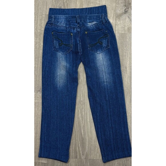 Capri High Waist Jegging Faux Blue Fade Jeans Leggings Small Lightweight Stretch - Picture 2 of 4